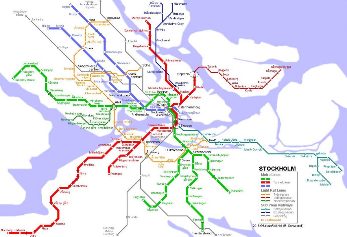 Швеция tunnelbana картата