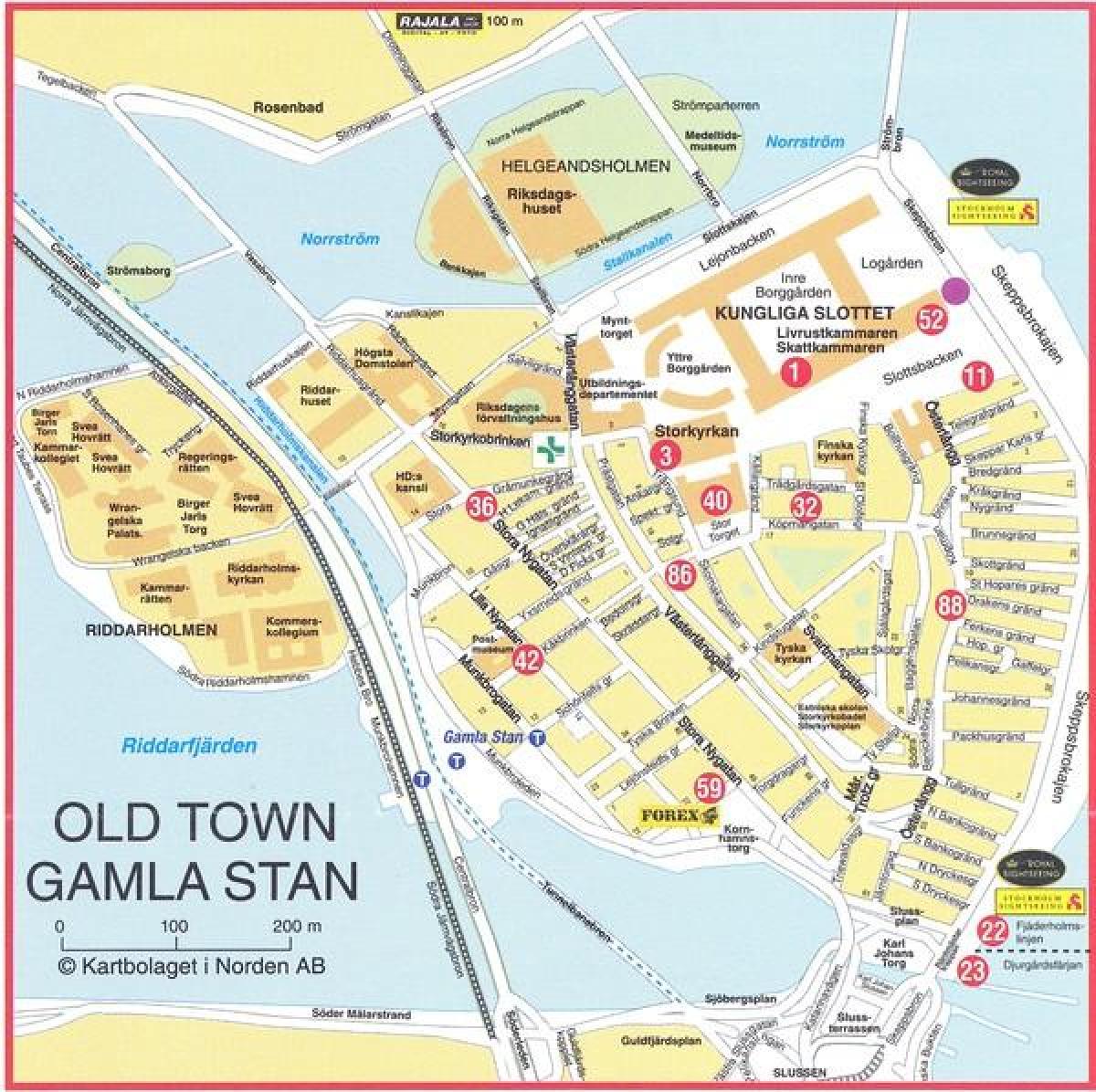 карта на стария град в Стокхолм, Швеция