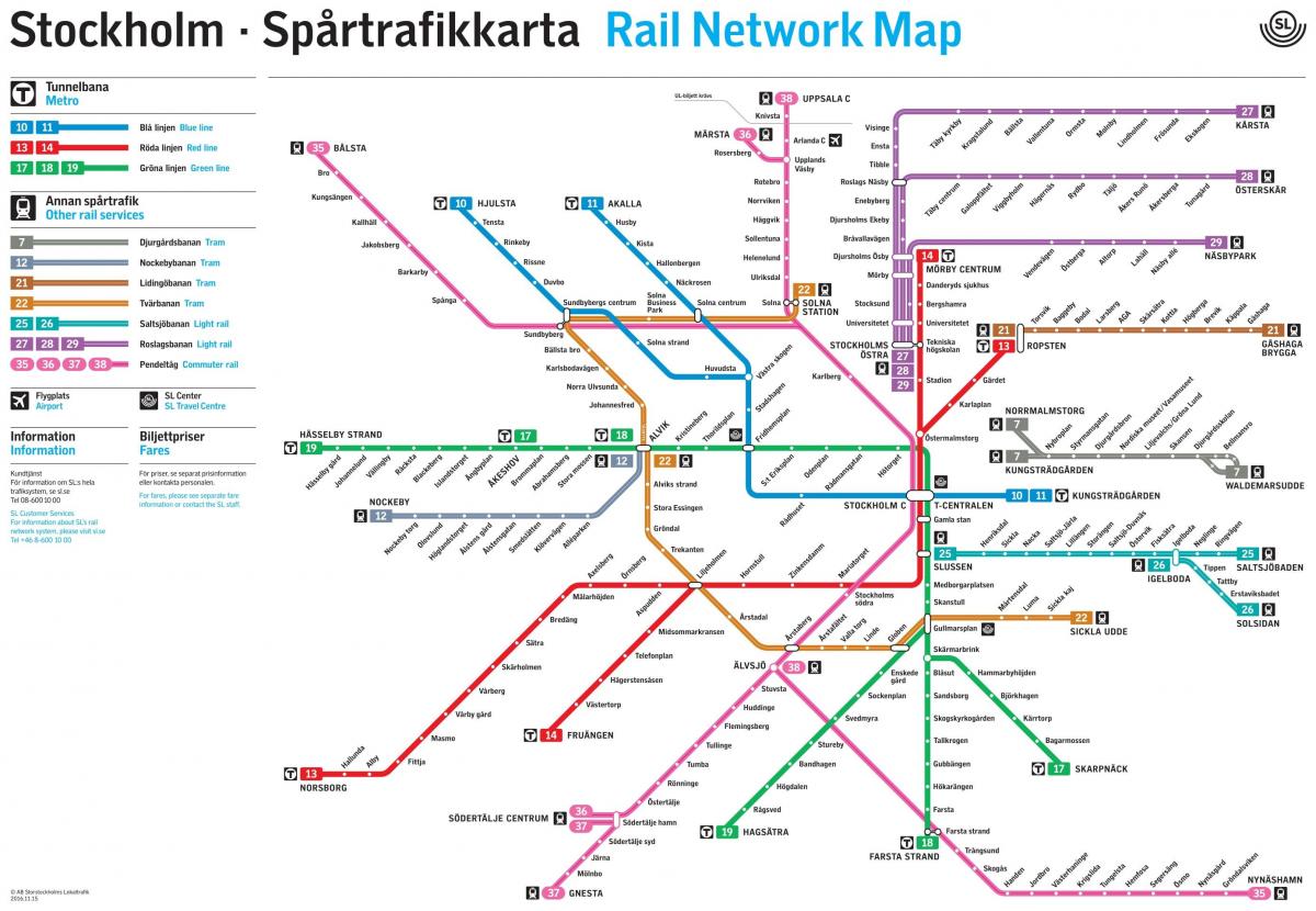 Стокхолм железопътната мрежа на картата