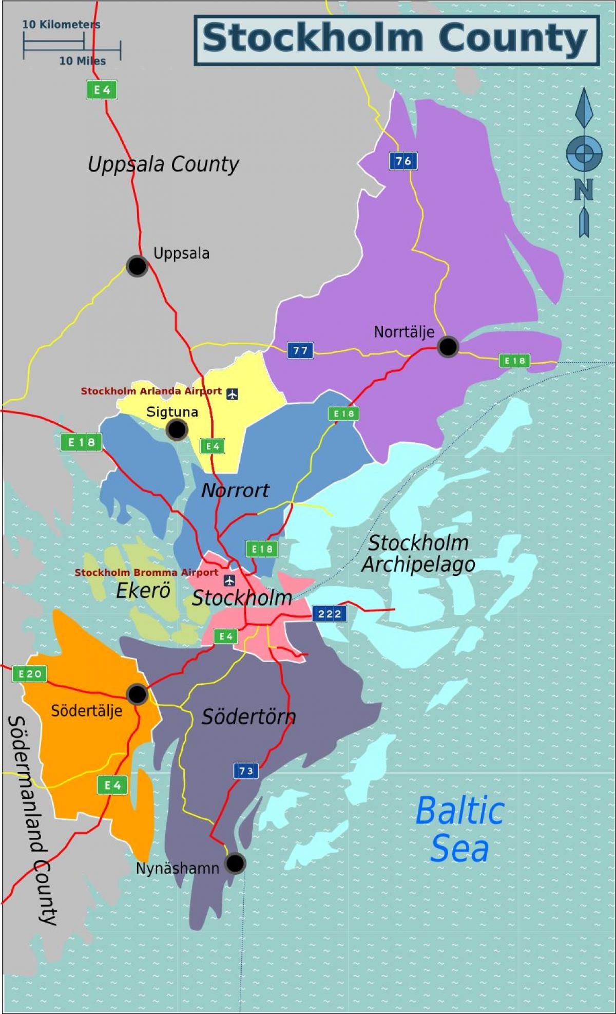 карта на Стокхолм, Швеция район
