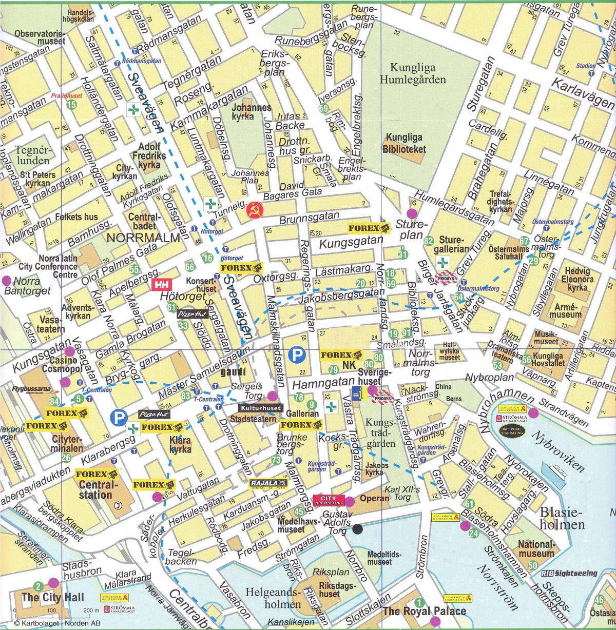 карта на центъра на Стокхолм