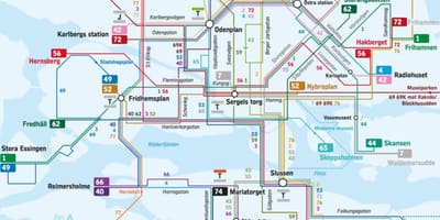 Стокхолм автобусни линии на картата