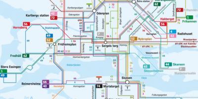 Стокхолм автобусни линии на картата